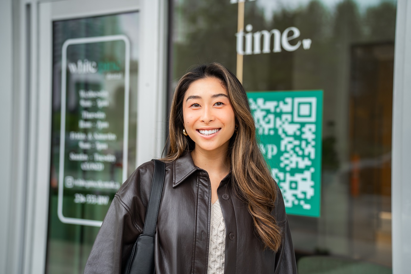 White Pine Dental clinic exterior with modern signage in Port Moody, BC.